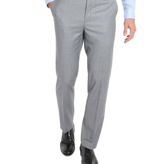 Ralph Lauren Mens Sharkskin, Wool, Stretch Dress Pants Slacks, Grey, 36W x 32L