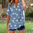 thumbnail image 2 of Craaazy Summer Women's Loose Fit Graphic Print V Neck Short Sleeve Button Front Blouse for Daily Outfits Gifts, 2 of 5