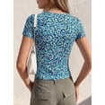 thumbnail image 3 of BTFBM Floral Square Neck Tops for Women Trendy Summer Outfits Short Sleeve Shirts Boho Top Beach Vacation Clothes, 3 of 7