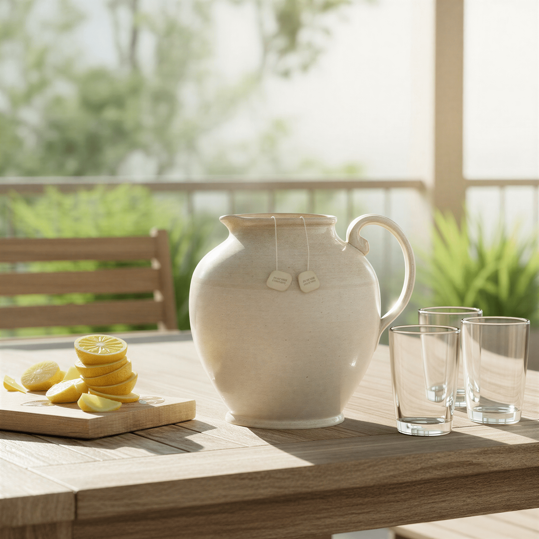 Creative Co-Op Stoneware Pitcher with Reactive Glaze, Cream