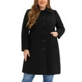 thumbnail image 1 of GRACE & GRANDEUR Manteaux pour Femmes Grande Taille Col Peter Pan Simple Boutonnage avec Poches Trench d'Hiver Long Caban 3X Noir, 1 of 7
