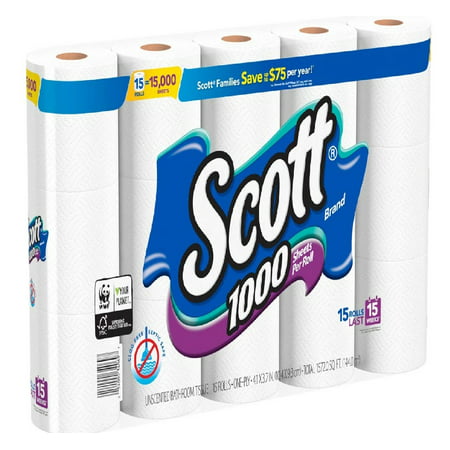 (80 Rolls) Scott septic-safe 1-ply Tissue 1000, sheets in every Toilet