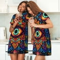 thumbnail image 4 of Picia Vibrant Psychedelic Eye Pattern Women’s Nightdress – Casual Short-sleeved Loose-Fit Sleepwear, Soft Cotton Short-Sleeve Sleep Shirt for Relaxation & Comfort, 4 of 6