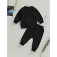 thumbnail image 4 of Wassery 2PCS Toddler Baby Boys Clothes Crew Neck Long Sleeve  Contrast Color Sweatshirt Pullover Top Long Pant Fall Winter Jogger Outfits 0-3 Years, 4 of 8