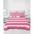 thumbnail image 3 of Pink Striped Twin Size Down Alternative Comforter, Lightweight Comforter Quilt Bedding Set with Pillow Shams Modern Simple Monochrome Geometric White All Seasons Bed Comforter Duvet Insert 68"x86", 3 of 7