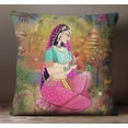thumbnail image 3 of S4Sassy Decorative Mughal Print Square Cushion Cover&nbsp;Multicolor Pillow Case -12 x 12 Inches, 3 of 4