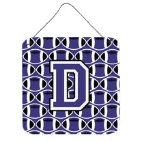 Letter D Football Purple and White Wall or Door Hanging Prints