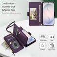 thumbnail image 4 of For Samsung Galaxy S26 Plus 5G RFID Blocking Wallet Case, Crossbody Purse Phone Case with 9 Card Slots, Zipper Pocket & Detachable Strap,Dark Purple,For Galaxy S26 Plus 5G, 4 of 9