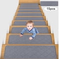 thumbnail image 2 of Feltree 15-Piece Stair Mat Set, Anti-Slip Stair Treads, Absorbent and Washable, No Adhesive Needed, Can Be Cut to Fit, 30x8 Inches for Home Safety and Comfort, 2 of 8