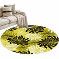 thumbnail image 2 of Area Rug 48in, Black White Chrysanthemum Floor Carpet Living Room Rug, Vintage Blossom Flower on Yellow Non-Slip Welcome Mat Indoor Rugs for Bedroom Dining Room, 2 of 9