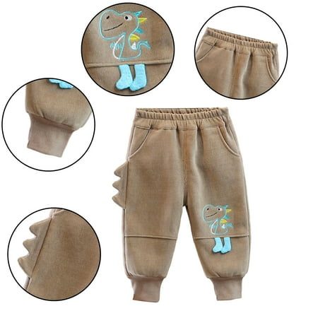 

Esaierr Toddler Baby Fleece Jogger Pants Boys Girls Long Pants Autumn Winter Padded Cartoon Warm Cute Pants for 1-5Y
