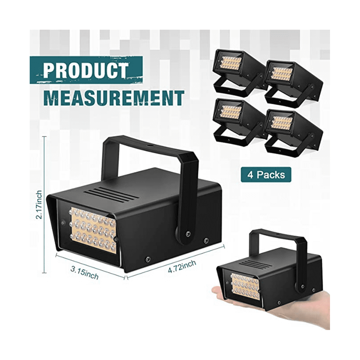 4 Pieces Strobe Lights, Bright LED Strobe Lights Mini Lights Adjustable Flash Speed Control Stage