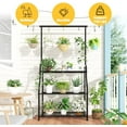 thumbnail image 2 of Plant Stand Indoor Outdoor, Heavy Duty Metal 3 Tiered Hanging Plant Shelf for Multiple Flower Planter Holder Tall Large Rack for Living Room Garden Balcony, Black, 2 of 6