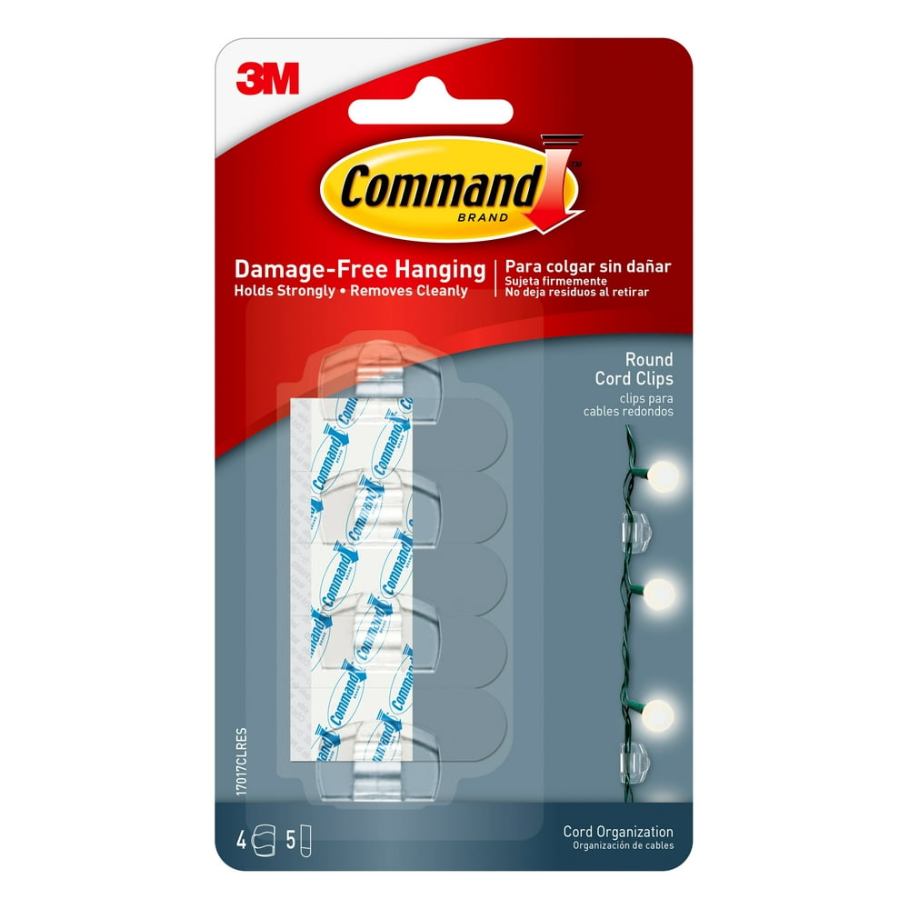 Command Clear Round Cord Clips, 4 Clips, 5 Strips Per Pack Walmart