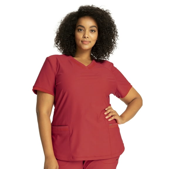 Cherokee Form Scrubs Top For Women V-Neck CK840, S, Ruby Punch