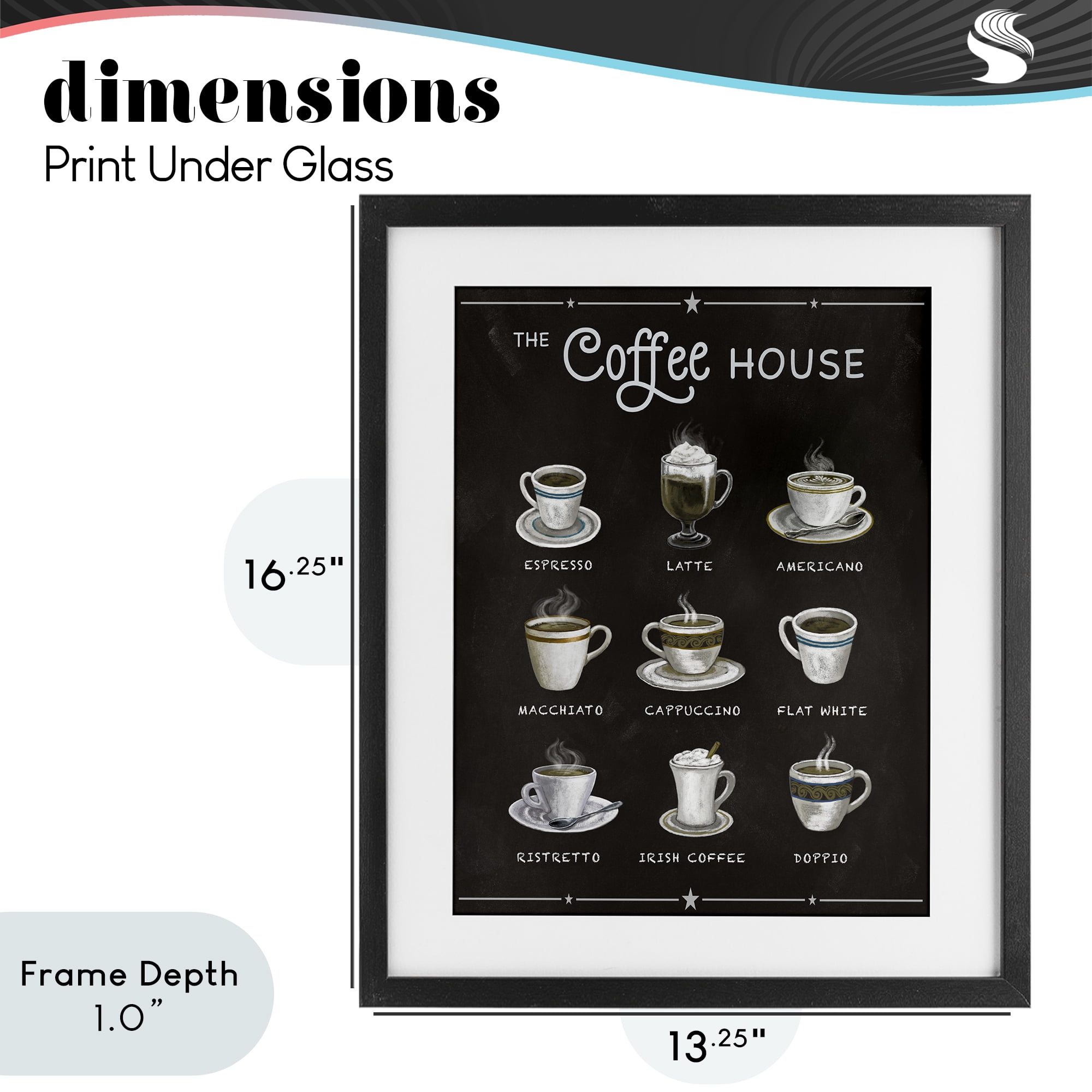 Stupell Industries The Coffee House Menu Black Framed Print Under Glass, design by Conrad Knutsen