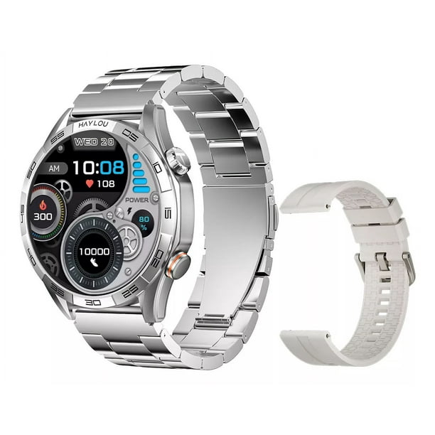 Haylou Smartwatch Ls20 Solar 5 Para Hombre Mujer, Reloj Inteligente Dispositivo Con Llamadas De Voz, Pantalla Amoled De 1,58 Pulgadas 60hz, Monitoreo De Salud 24h, Ip68 Impermeable, Plateado