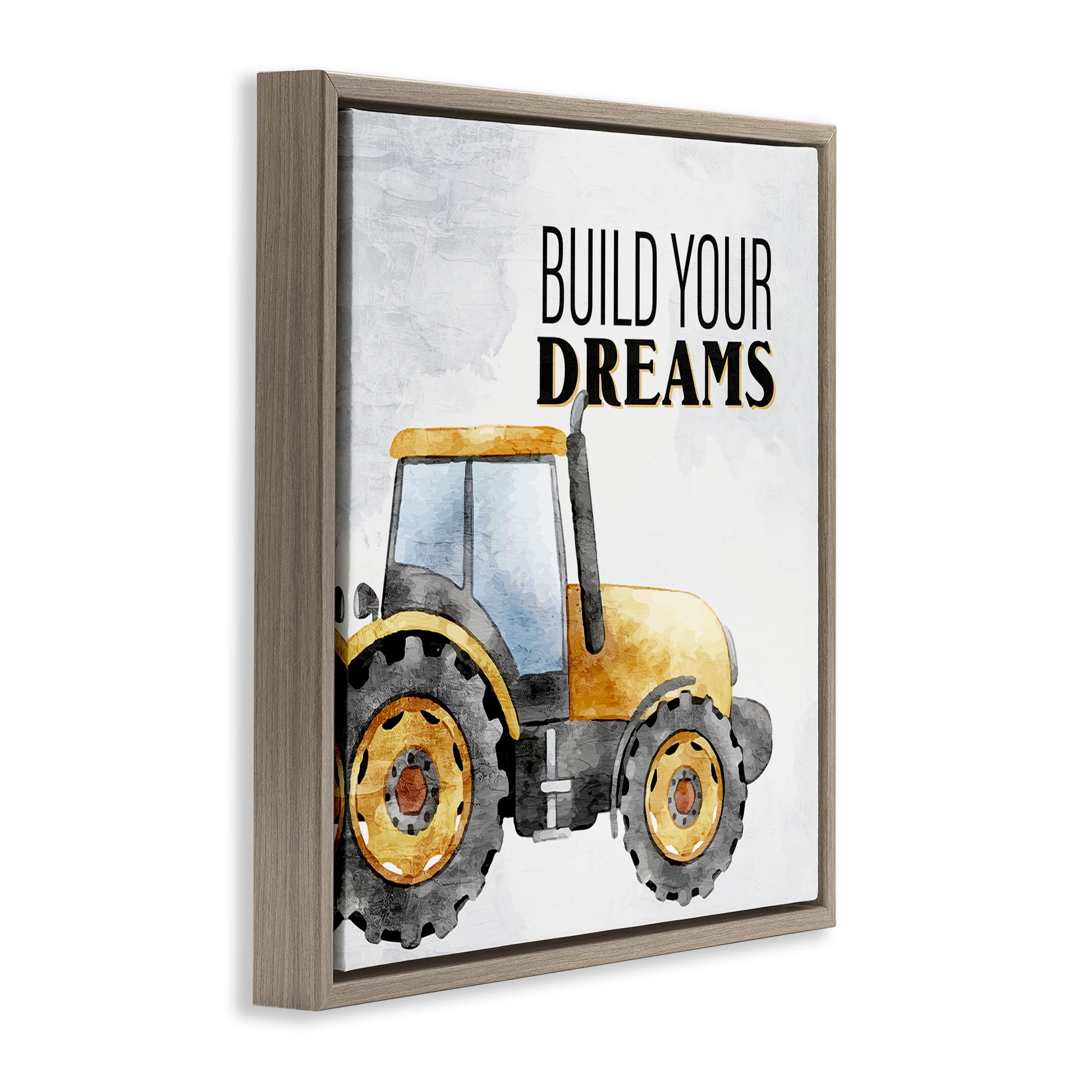 Stupell Industries Build Your Dreams Phrase Transportation Painting Brown Floater Framed Canvas Art Print Wall Art, 18 x 18
