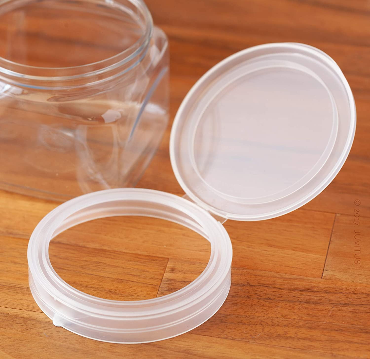16 oz Clear Plastic Pet Square Jar (BPA Free) with White Smooth Lid (12 Pack)