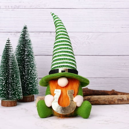 

St. Patric Day Ornament Green Leafy Decoration Irish Festival Old Man Pointed Hat Bowler Hat Shape