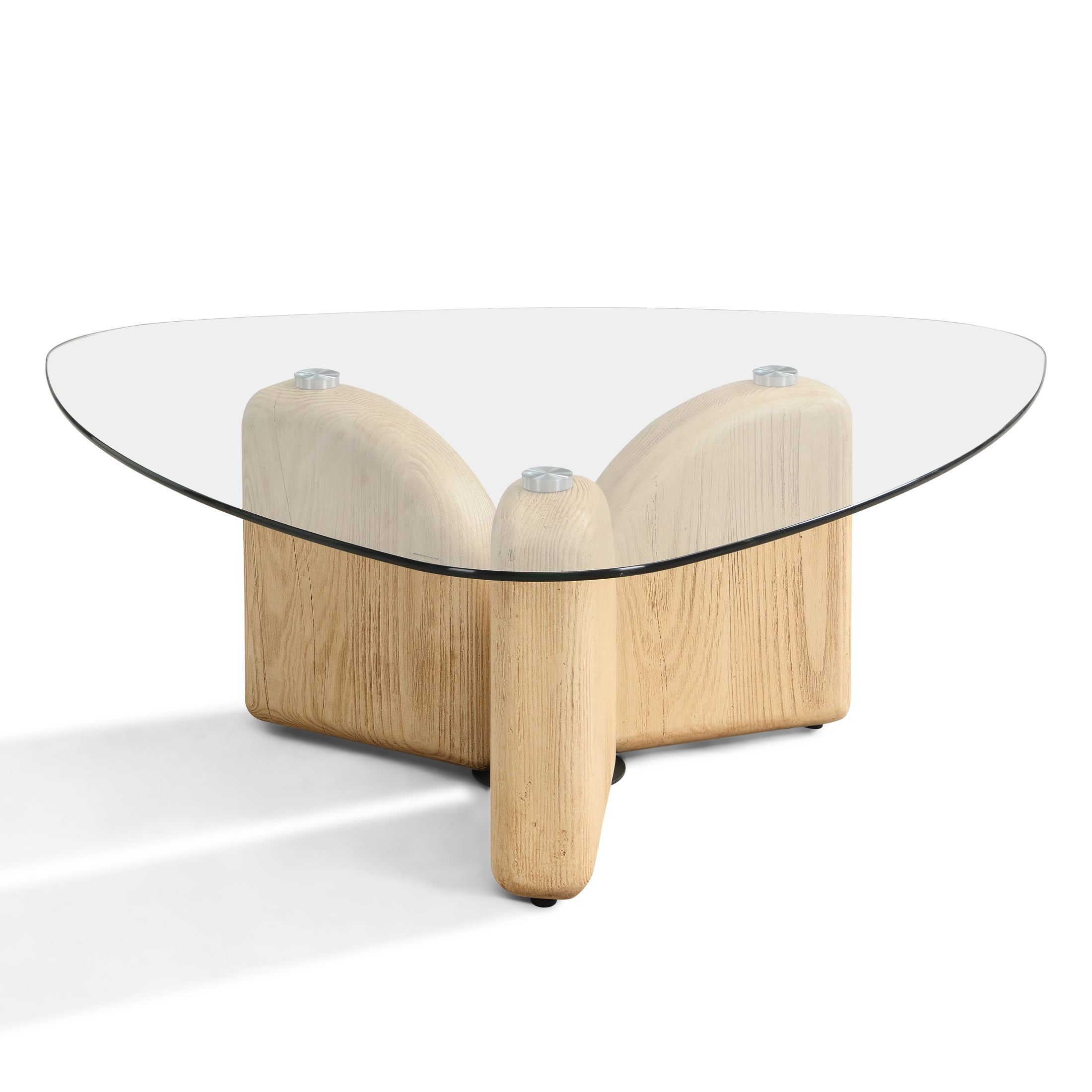 Christopher Knight Home 36" Modern Triangle Glass Top Coffee Table with MGO Base, Natural