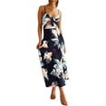thumbnail image 1 of Vestido sin espalda con tirantes finos y estampado floral para mujer, vestido largo ajustado con tirantes divididos, vestido largo sin mangas con agujeros para verano, XL, 1 of 5