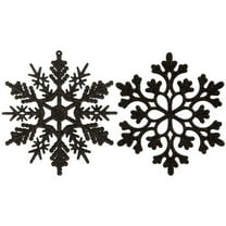 12 PCS Black Plastic Snowflake Ornaments for Christmas Tree Decorations, 4 Inch Plastic Snowflake Ornaments for Winter Wonderland Party Decorations