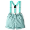 thumbnail image 6 of Taqqpue Toddler Baby Boy Outfits Boys Suits 2-Pack Sets Gentleman Short Sleeve Button Shirts+Bowtie+Suspender Shorts Formal Clothes (12M-6T), 6 of 9
