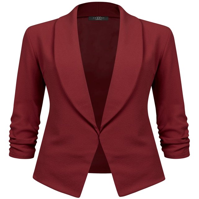Made by Johnny Women‘s 3/4 Sleeve Blazer Open Front Cardigan Jacket Work Office Blazer S BLACK