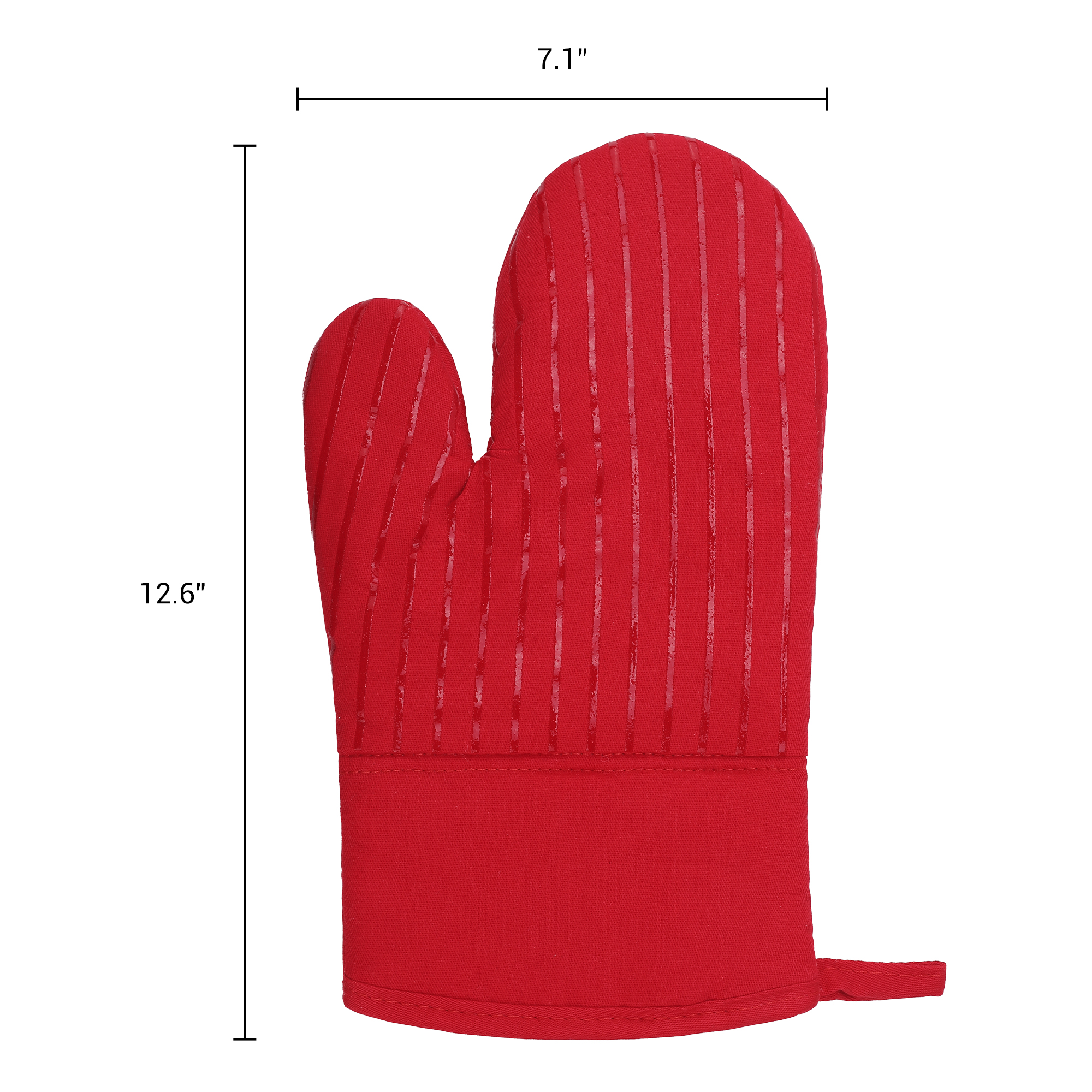 Unique Bargains 2pcs Silicone and Cotton Heat-Resistant  Oven Mitts Red 12.6" x 7.1"