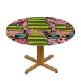 thumbnail image 3 of HAOXIT Cute Pink Little Pig Round Tablecloth Yellow Stripe Waterproof Table Cloth Polyester Tablecloth Table Cover for Kitchen Outdoor Party Picnic 46-50, 3 of 8