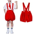 thumbnail image 2 of CPNG Girls Summer Solid Color Overalls Shorts Casual Loose Sleeveless Romper Suspender Short Jumpsuit(Red,5-6 Years), 2 of 5