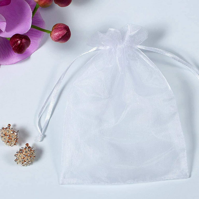 MOTYAWN 100pcs White Organza Bags 2x3 inch Sheer Drawstring Gift Bags  Jewelry Pouches Wedding Party Christmas Favor Gift Bags, Little Mesh Gift
