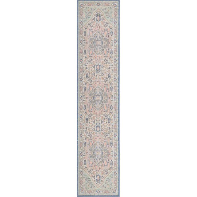 Unique Loom Whitney Medallion Border Rug 2' 7 x 12' Runner Multi/Ivory