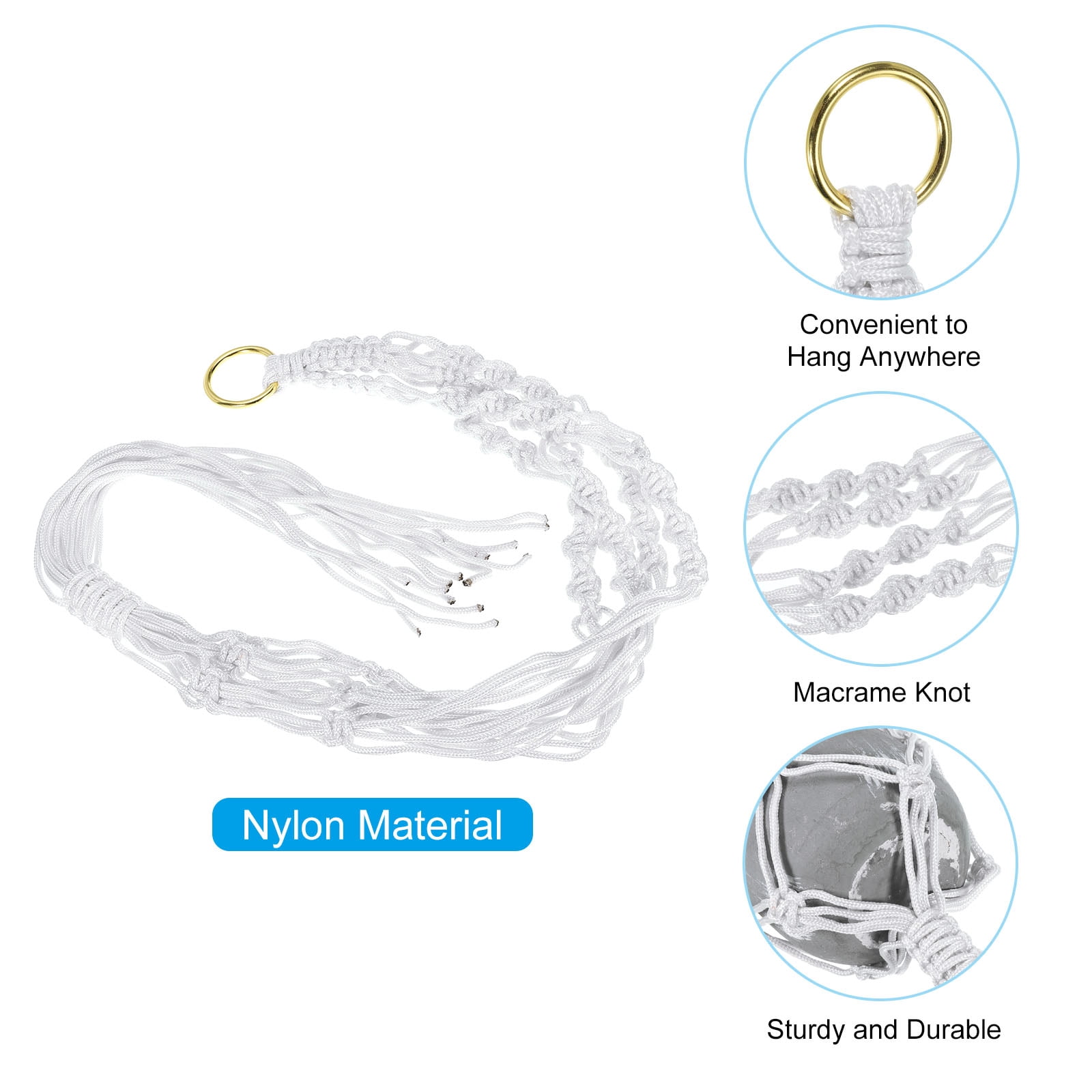 Unique Bargains Macrame Hanging Planter Plant Holders for Indoor Decor White