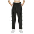 thumbnail image 3 of Wide Leg Pants Woman Striped Loose Fit Sports Classic Trendy Sweatpant Black Casual Lounge Pant L, 3 of 7