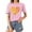 Pink, variant on Giftesty Blouses for Women Dressy Casual Women's Baseball Sport Printed T-shirt with Round Neck and Short Sleeved Top