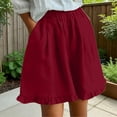 thumbnail image 2 of Admvng Women's Linen Shorts Ruffle Hem Loose Elastic High Waist Casual Beach Vacation Shorts, 2 of 8