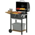 thumbnail image 2 of Outsunny Charcoal BBQ Grill, Portable Barbecue Grill for Camping or Backyard Picnic with Side Table, Bottom Storage Shelf, Wheels and Handle, Black, 2 of 9