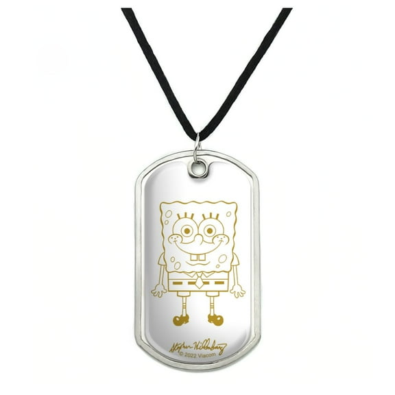 SpongeBob Full Front Military Dog Tag Pendant Necklace with Cord