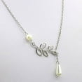 thumbnail image 4 of Besufy 1pcs Woman White Pearl Droplet Thread Necklace-Hollow Branch Pendent-Silver Tone, 4 of 6