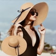 thumbnail image 3 of Wangscanis Women Paper Straw Hat, Wide Brim Bow Decor Breathable Sun Protection, 3 of 5