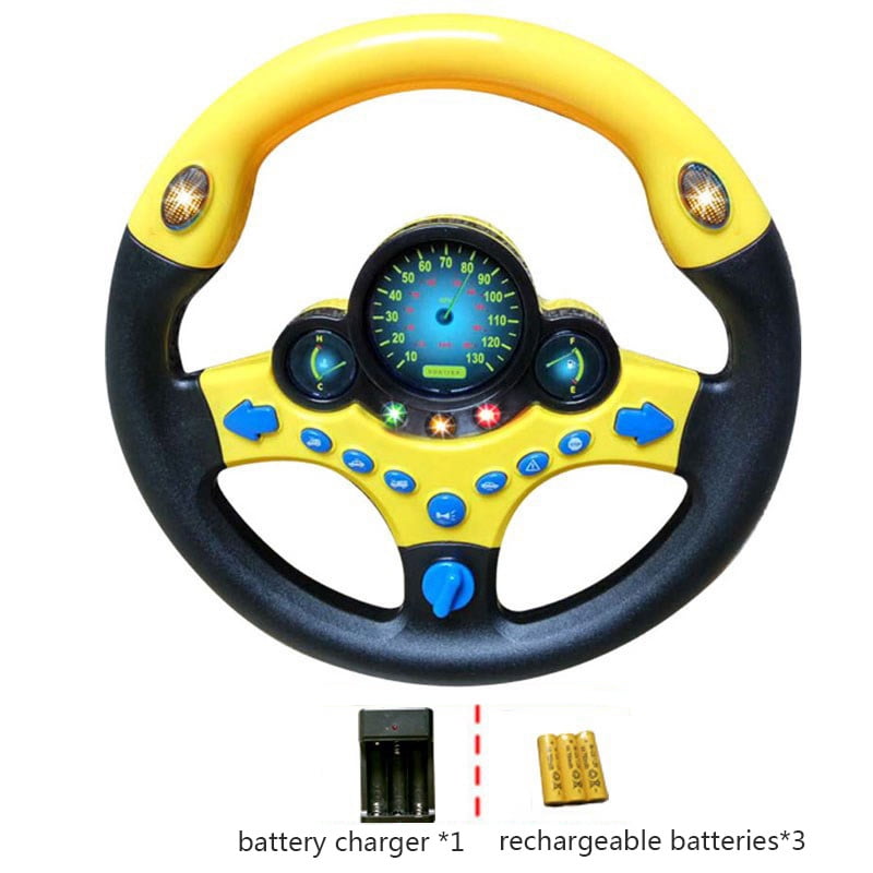 Can use for Stroller or Playpen Realistic Driving Sounds Baby Car Seat Toy for Infants and Toddlers Music and Mirror Interactive Driving Steering Wheel with Lights Adjustable Strap 