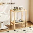 thumbnail image 4 of Side Table Nature Rattan Night Stand Glass End Table 2-Tier with Storage Boho Bedside Table for Small Spaces Bamboo Coffee Table for Bedroom Living Room, 4 of 11