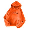 thumbnail image 3 of MITCOWBOYS Chandails pour Femmes, Mode Automne et Hiver Simple à Manches Longues avec Capuche et Chaîne en Forme de Cœur, Chandails pour Femmes, Orange S (Liquidation), 3 of 3