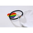 thumbnail image 4 of Vnox Rainbow Bracelets Braided Black PU Leather Pride Bracelet, 4 of 6