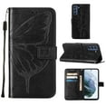 thumbnail image 2 of Wallet Case for Samsung Galaxy S21 FE 6.4 Inch, Luxury Butterfly Pattern PU Leather Shockproof Wrist Strap Flip Case with Magnetic Clasp Card Slots Kickstand Bracket Folio Phone Cover,Black, 2 of 10