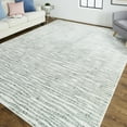 thumbnail image 2 of Feizy Atwell Transitional Abstract, Gray/Green/Ivory, 2' x 3' Accent Rug Easy Care Fade Resistant Stain Resistant Industrial Stripes Floor Rug for Living room Bedroom, 2 of 8
