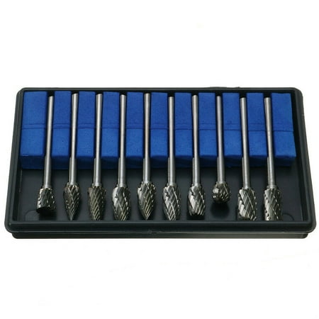 

10Pcs 1/8” Shank Carbide Burr Set Burrs for Aluminum Die Grinder Bit Pack