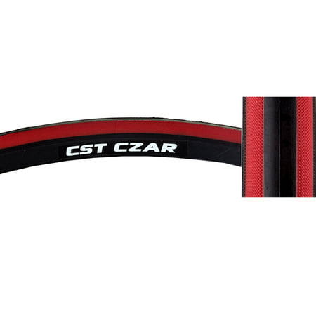 CST Czar Comp Tire Black Red 700x23c Clincher Road Race Fixed Gear (Best Road Bike Tires 700x23c)